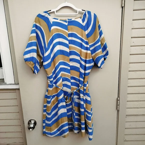 The Good Journey Short Sleeve Striped Mini Dress Blue and Yellow Size 12 - Picture 7 of 8